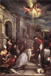 Saint Valentine baptizing St Lucilla