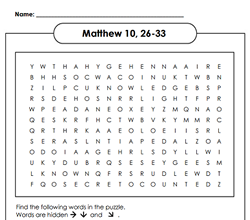 Matthew 10, 26-33 word search puzzle