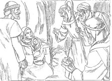 The shepherd adore Jesus in the stable