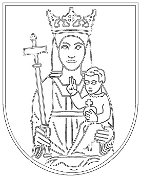 virgin and child in coat of arms coloring page